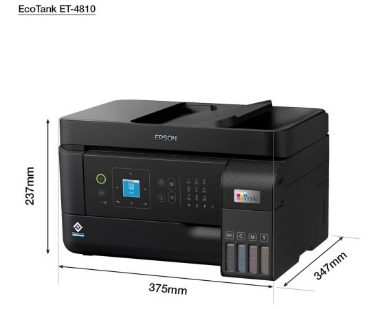 Epson EcoTank ET-4810, multifunction printer (black, USB, LAN, WLAN, scan, copy, fax)