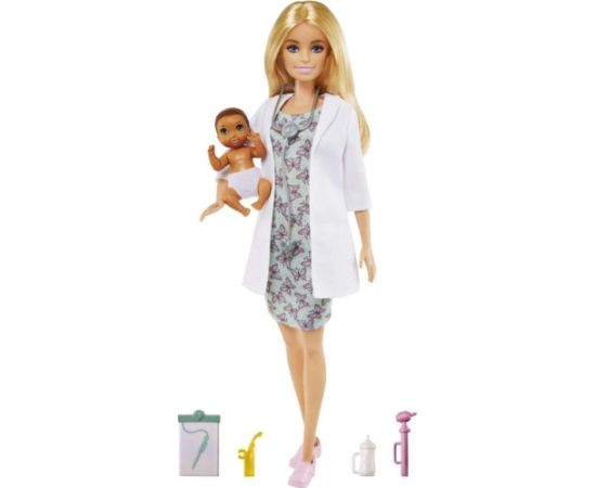 Lalka Barbie Mattel Kariera - Lekarz Pediatra i niemowlę (GVK03)