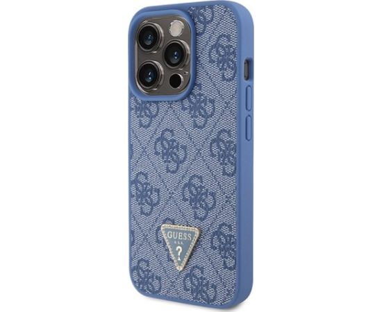 Guess PU Leather 4G Triangle Strass Case Aizsargapvalks Priekš iPhone 15 Pro