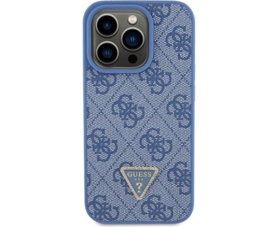 Guess PU Leather 4G Triangle Strass Case Aizsargapvalks Priekš iPhone 15 Pro