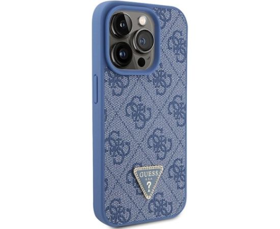 Guess PU Leather 4G Triangle Strass Case Aizsargapvalks Priekš iPhone 15 Pro