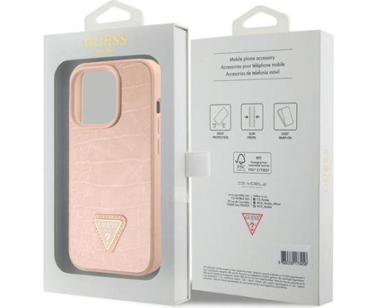 Guess Croco Triangle Logo Aizsargapvalks Priekš Apple iPhone 15 Pro