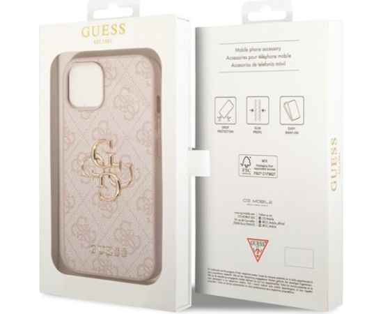 Guess PU Leather 4G Metal Logo Case Защитный Чехол для Apple iPhone 15 Plus