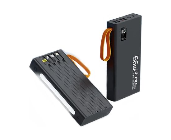 RoGer QL268 Powerbank 30000mAh / 66W PD / Flashlight / Lightning + USB-C + microUSB + USB