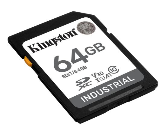 Kingston Industrial 64GB SDXC Memory Card (Black, UHS-I U3, Class 10, V30, A1)