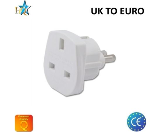 HQ Strāvas ligzdas pāreja UK (Anglija) 3pin uz Euro standartu 2Pin UK uz EU adapteris Balts (OEM)