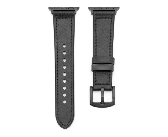 Connect Universal  Watch 38/40/41mm Silicone patch Leather Strap (132mm M/L) Black