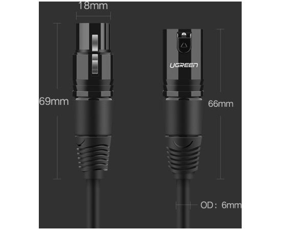 XLR female to XLR male cable UGREEN AV130 3m (black)