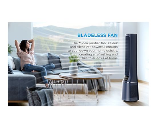 Midea Bladeless Fan & air purifier, Smart WiFi, digital with IOT and remote, H13 HEPA filter, 10 speeds, wide oscillation, ION mode, up to 48 m2, timer, INTELLIGENT WIND, sleep mode, Led display