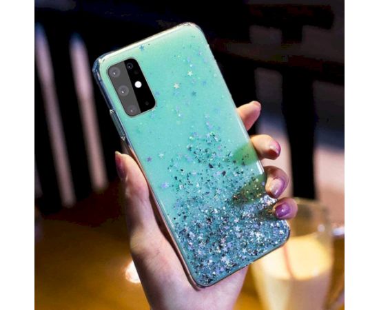 Fusion Glue Glitter Back Case Silikona Aizsargapvalks Priekš Apple iPhone 11 Zaļš