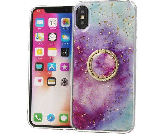 Fusion Marble Ring Back Case Silikona Aizsargapvalks Priekš Apple iPhone 11 Violets - Zils