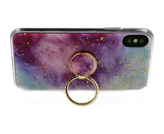 Fusion Marble Ring Back Case Silikona Aizsargapvalks Priekš Apple iPhone 11 Violets - Zils