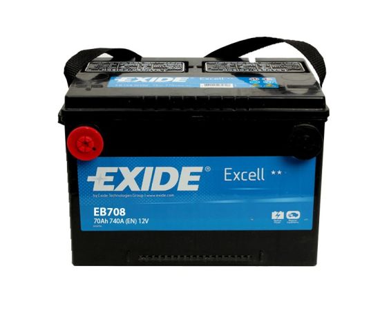 Akumulators EXIDE70Ah 740A EB708 260x180x186+-	