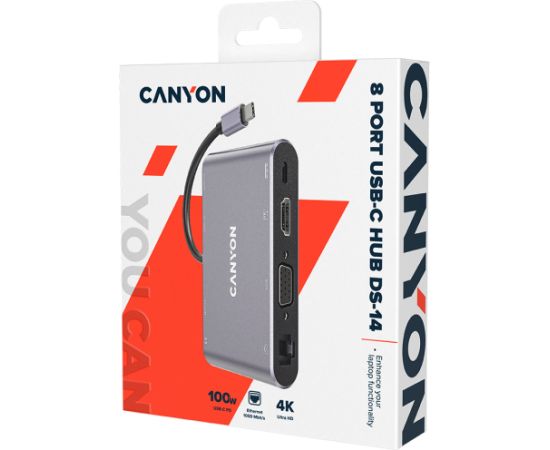 CANYON hub DS-14 8in1 4k USB-C Dark Grey