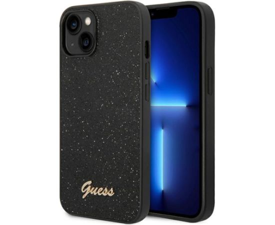 Guess PC|TPU Glitter Flakes Metal Logo Case for iPhone 14 Black