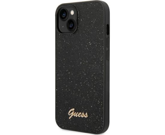 Guess PC|TPU Glitter Flakes Metal Logo Case for iPhone 14 Black