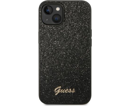 Guess PC|TPU Glitter Flakes Metal Logo Case for iPhone 14 Black