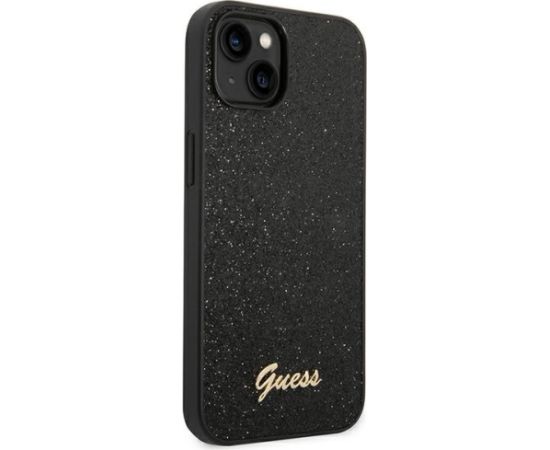 Guess PC|TPU Glitter Flakes Metal Logo Case for iPhone 14 Black