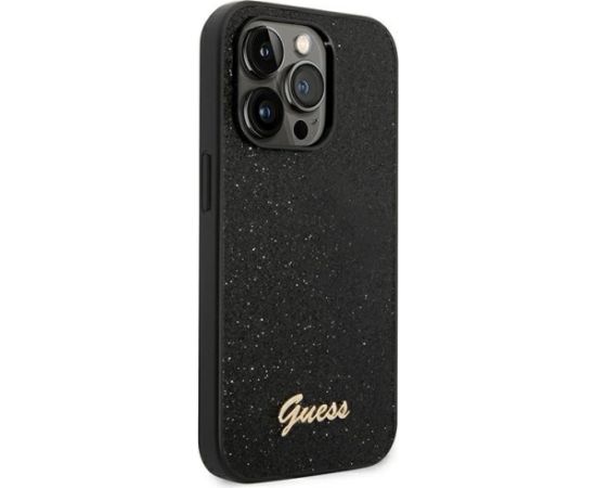 Guess PC|TPU Glitter Flakes Metal Logo Case for iPhone 14 Pro Black