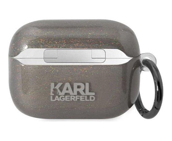 Karl Lagerfeld KLAP2HNKCTGK Airpods Pro 2 vāciņš melns|Gliter Karl Choupette