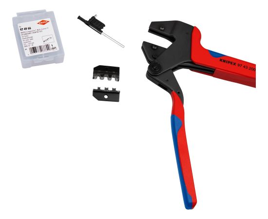 KNIPEX crimping system pliers 97 43 200, crimping pliers (red/blue, without crimping inserts, in a case)