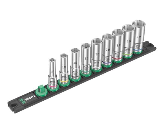 Wera Magnetic socket strip B Deep 1 Socket set 3/8 (black/green, 9-piece)