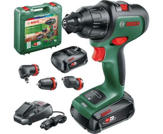 Bosch Cordless Impact Drill AdvancedImpact 18, with attachments (green/black, 2x Li-Ion battery 2.5Ah, case)