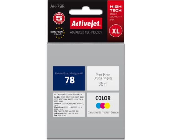 Activejet AH-78R Ink Cartridge (replacement for HP 78 C6578D; Premium; 36 ml; colour)