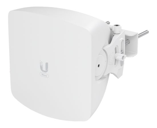 UBIQUITI Wave AP; Max. throughput: 5.4 Gbps (2.7 Gbps duplex); 30° sector coverage; 5 GHz weatherproof backup radio (Max. throughput: 800 Mbps); 2.5 GbE and (1) 10G SFP+ WAN ports; Integrated GPS & Bluetooth; 15 client capacity: Wave Pro (8 km link range)