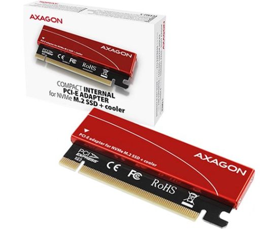 AXAGON PCEM2-S PCI-E 3.0 16x - M.2 SSD NVMe, up to 80mm SSD, low profile, cooler