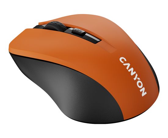 CNE-CMSW1O CANYON мышь, цвет - оранжевый, беспроводная 2.4 Гц, DPI 800/1000/1200 DPI, 3 кнопки и колесо прокрутки, прорезиненное покрытие