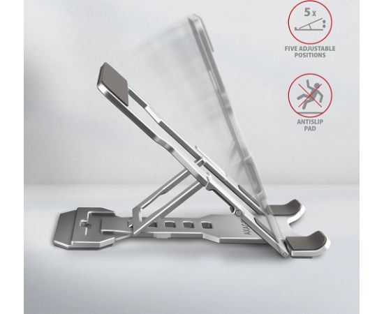 Axagon STND-M PHONE / TABLET STANDAluminum stand for 4“ – 10.5“ phones and tablets. Five adjustable positions.