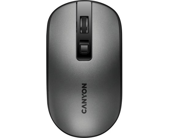 CANYON MW-18, 2.4GHz Wireless Rechargeable Mouse with Pixart sensor, 4keys, Silent switch for right/left keys,DPI: 800/1200/1600, Max. usage 50 hours for one time full charged, 600mAh Li-poly battery, Dark grey, cable length 0.6m, 116.4*63.3*32.3mm,