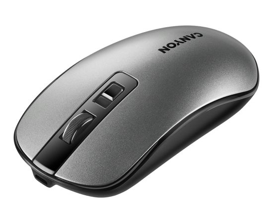 CANYON MW-18, 2.4GHz Wireless Rechargeable Mouse with Pixart sensor, 4keys, Silent switch for right/left keys,DPI: 800/1200/1600, Max. usage 50 hours for one time full charged, 600mAh Li-poly battery, Dark grey, cable length 0.6m, 116.4*63.3*32.3mm,