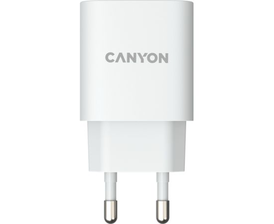 CANYON H-18-01, Wall charger with 1*USB, QC3.0 18W, Input: 100V-240V, Output: DC 5V/3A,9V/2A,12V/1.5A, Eu plug, OCP/OVP/OTP/SCP, CE, RoHS ,ERP. Size: 80.17*41.23*28.68mm, 50g, White