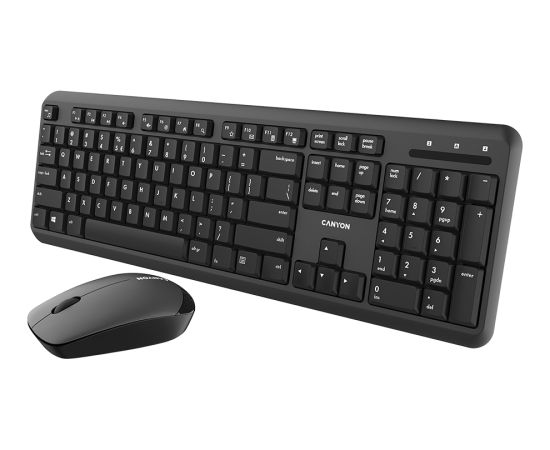 CANYON SET-W20, Wireless combo set,Wireless keyboard with Silent switches,104 keys, UK&US 2 in 1 layout,optical 3D Wireless mice 100DPI black