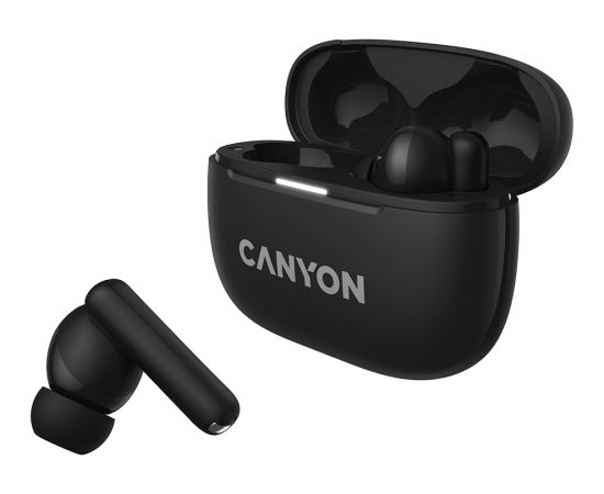 CANYON OnGo TWS-10 ANC+ENC, Bluetooth Headset, microphone, BT v5.3 BT8922F, Frequence Response:20Hz-20kHz, battery Earbud 40mAh*2+Charging case 500mAH, type-C cable length 24cm,size 63.97*47.47*26.5mm 42.5g, Black