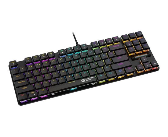 CANYON Cometstrike GK-50, 87keys Mechanical keyboard, 50million times life, GTMX red switch, RGB backlight, 20 modes, 1.8m PVC cable, metal material + ABS, US layout, size: 354*126*26.6mm, weight:624g, black