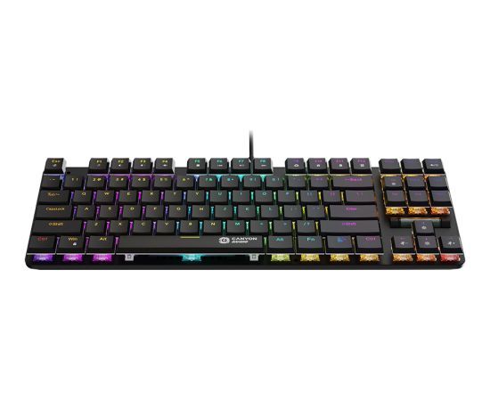 CANYON Cometstrike GK-50, 87keys Mechanical keyboard, 50million times life, GTMX red switch, RGB backlight, 20 modes, 1.8m PVC cable, metal material + ABS, US layout, size: 354*126*26.6mm, weight:624g, black