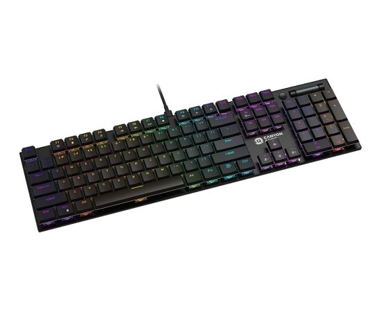 CANYON Cometstrike GK-55, 104keys Mechanical keyboard, 50million times life, GTMX red switch, RGB backlight, 18 modes, 1.8m PVC cable, metal material + ABS, US layout, size: 436*126*26.6mm, weight:820g, black