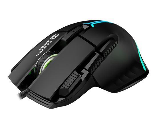 CANYON Fortnax GM-636, 9keys Gaming wired mouse,Sunplus 6662, DPI up to 20000, Huano 5million switch, RGB lighting effects, 1.65M braided cable, ABS material. size: 113*83*45mm, weight: 102g, Black