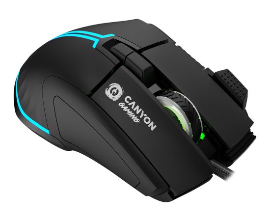 CANYON Fortnax GM-636, 9keys Gaming wired mouse,Sunplus 6662, DPI up to 20000, Huano 5million switch, RGB lighting effects, 1.65M braided cable, ABS material. size: 113*83*45mm, weight: 102g, Black