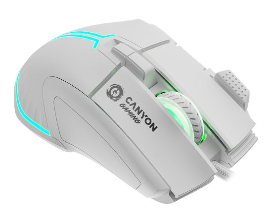 CANYON Fortnax GM-636, 9keys Gaming wired mouse,Sunplus 6662, DPI up to 20000, Huano 5million switch, RGB lighting effects, 1.65M braided cable, ABS material. size: 113*83*45mm, weight: 102g, White