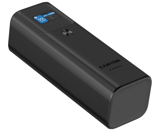 CANYON PB-2010, allowed for air travel power bank 27000mAh/97.2Wh Li-poly battery, in/out:2xUSB-C PD3.1 140W, out:USB-A QC 3.0 22.5W,TFT display,Dark Grey