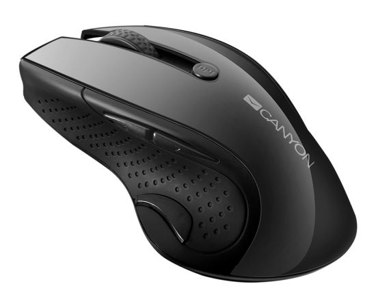 CANYON MW-01, 2.4GHz wireless mouse with 6 buttons, optical tracking - blue LED, DPI 1000/1200/1600, Black pearl glossy, 113x71x39.5mm, 0.07kg