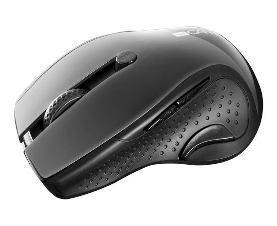 CANYON MW-01, 2.4GHz wireless mouse with 6 buttons, optical tracking - blue LED, DPI 1000/1200/1600, Black pearl glossy, 113x71x39.5mm, 0.07kg