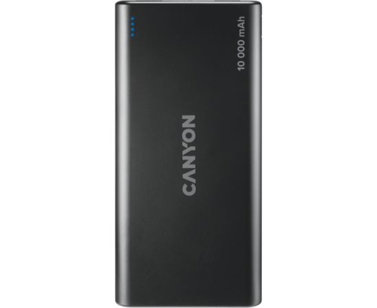 CANYON PB-108, Power bank 10000mAh Li-poly battery, Input 5V/2A, Output 5V/2.1A(Max), 140*68*16mm, 0.230Kg, Black