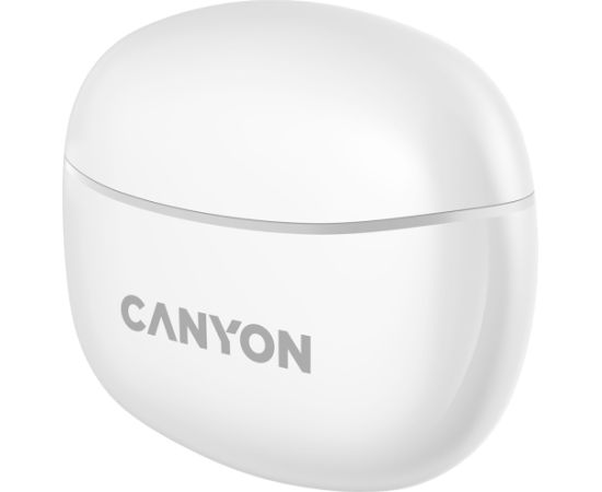 CANYON TWS-5, Bluetooth headset, with microphone, BT V5.3 JL 6983D4, Frequence Response:20Hz-20kHz, battery EarBud 40mAh*2+Charging Case 500mAh, type-C cable length 0.24m, size: 58.5*52.91*25.5mm, 0.036kg, White