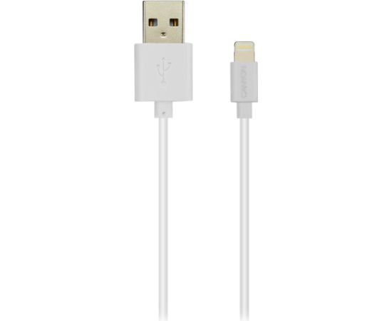 CANYON кабель, цвет - белый, разъем USB-Lightning, сертификат MFI/Apple, длина 1 м.