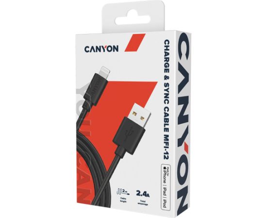 CANYON cable MFI-12 Type-C to Lightning 2m Black